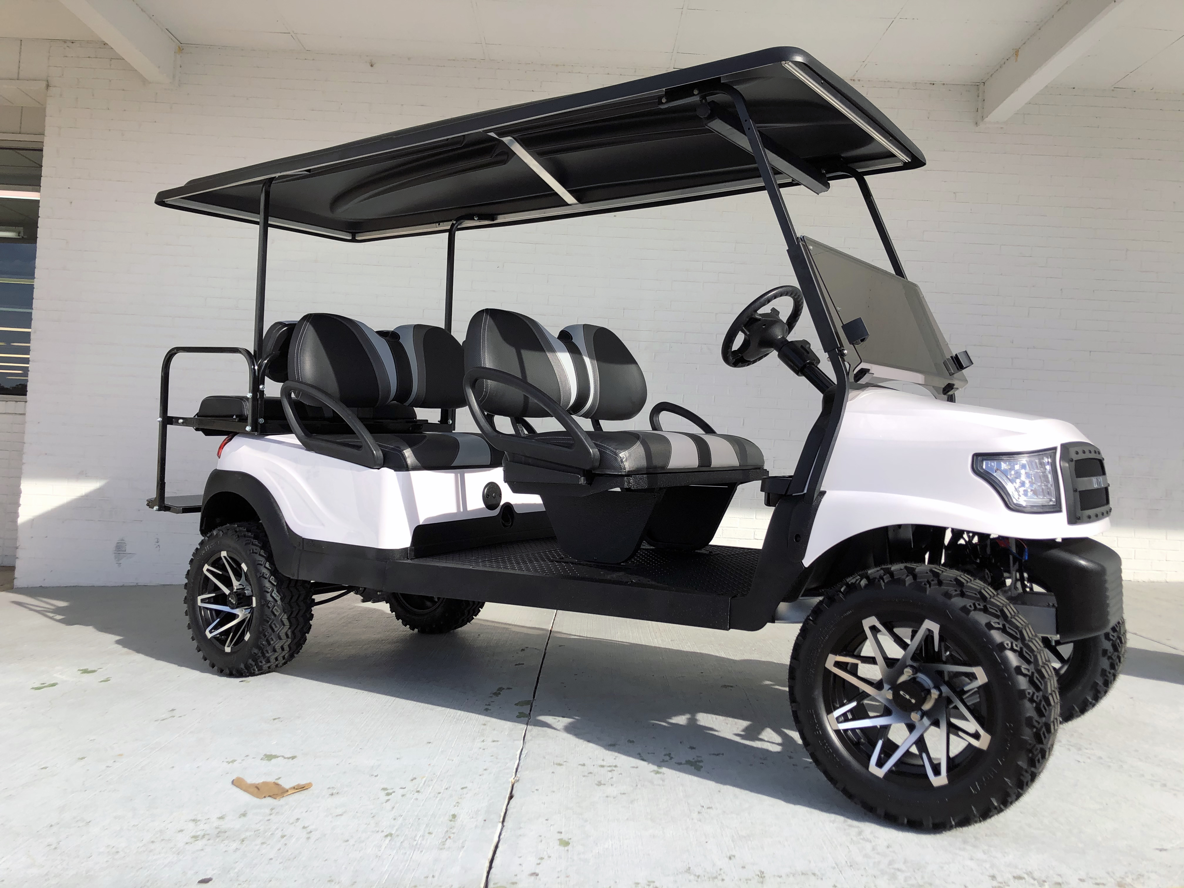White Alpha Lifted 6 Passenger Limo Club Car Golf Cart Golf Carts Lifted